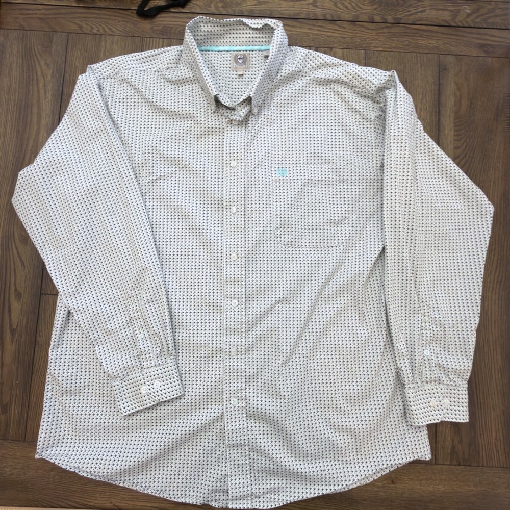 Cinch Mens XL Long Sleeve Button Down Shirt Geometric Print Rodeo Western